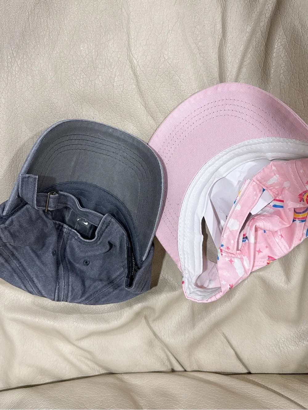 Pink Rainbow Kids Baseball Cap + Charcoal Grey Cap - Set of 2